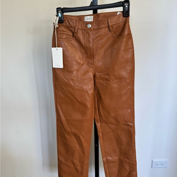 Wilfred Aritzia Melina pants in cognac vegan leather Size 0 NWT